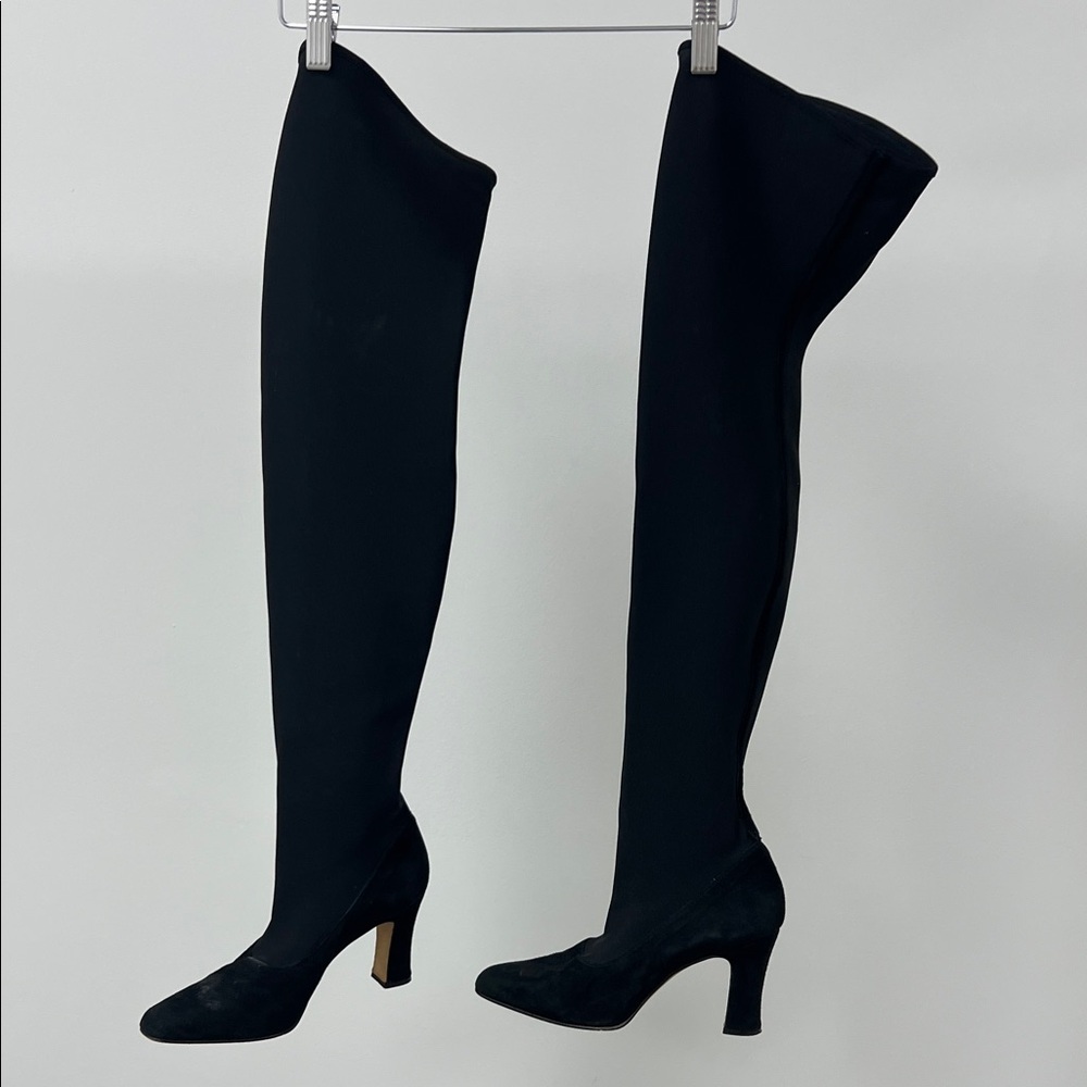 Martinez Valero Black Over-the-Knee Stretch Heeled Boots